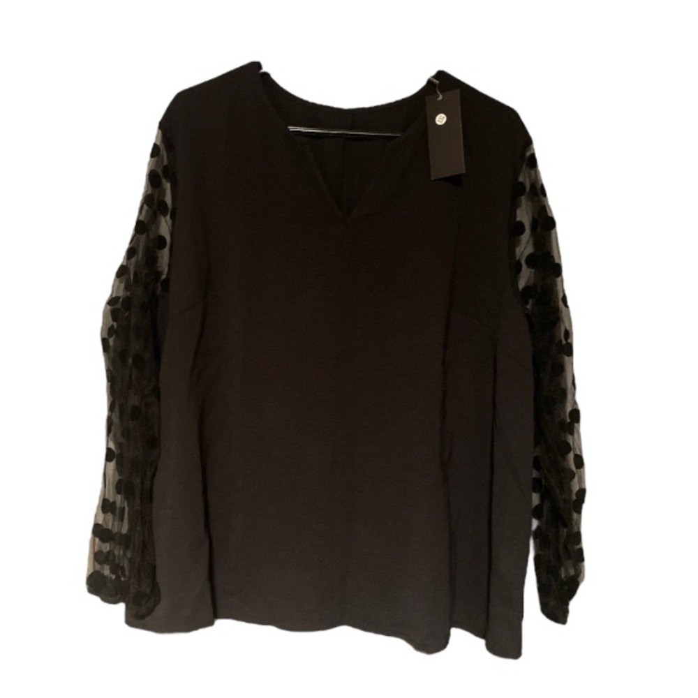 Polka Dot Sleeve Blouse Plus Size